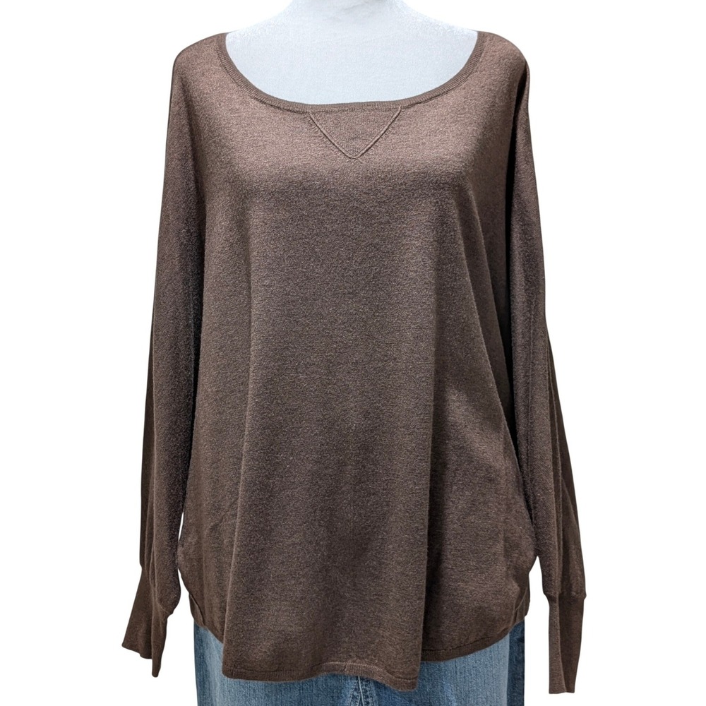 Joie Brown Scoop Neck Dolman Sleeves Relaxed‎ Fit Knit Sweater Top Size L